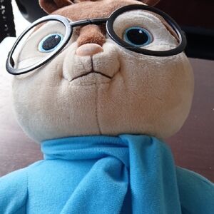 Holiday Cute Plush Chipmunk Theodore Doll w/ Glasses Blue Scarf. Large Retired